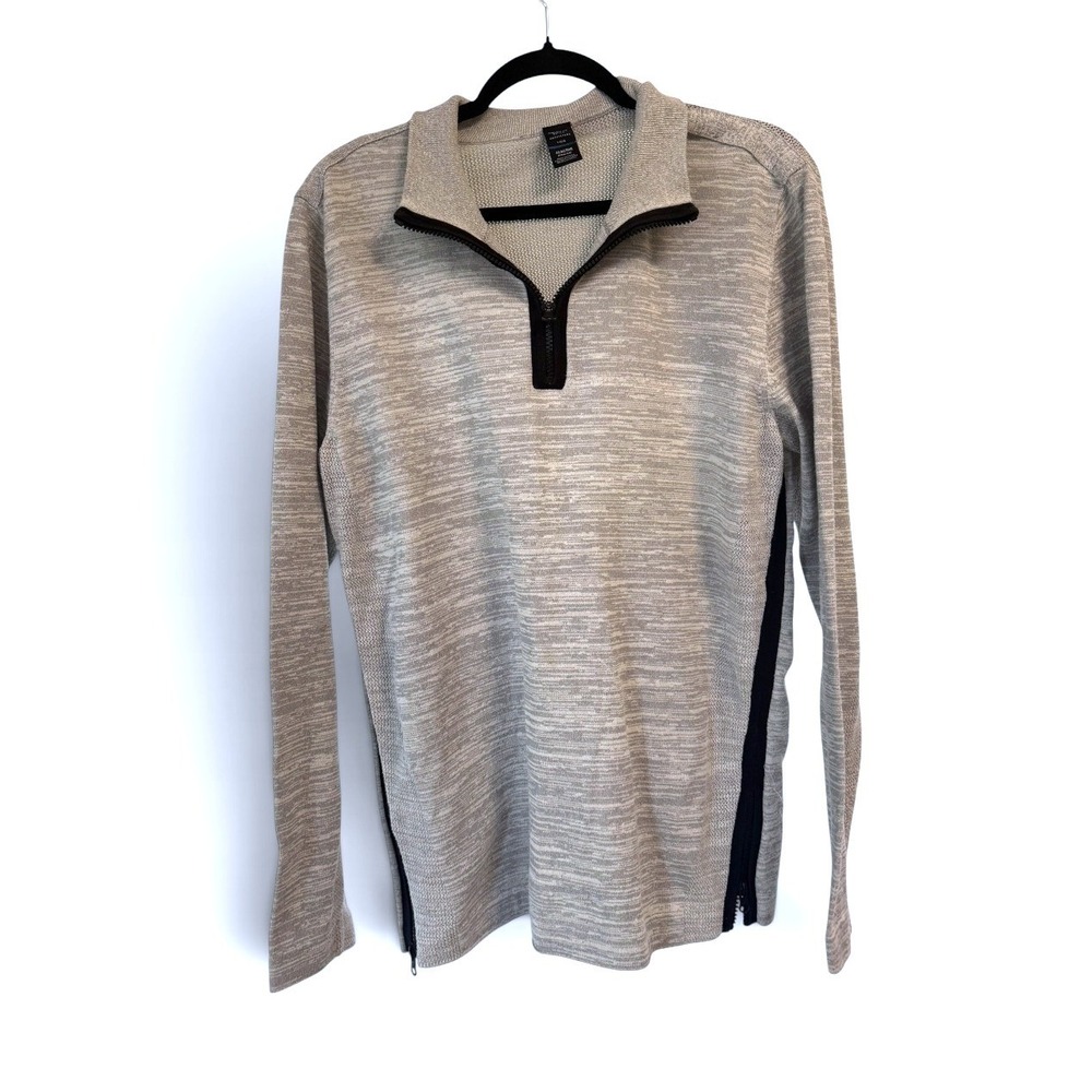 American Eagle AEActive Flex Quarter Zip Pullover Gray Space Dye Mens L